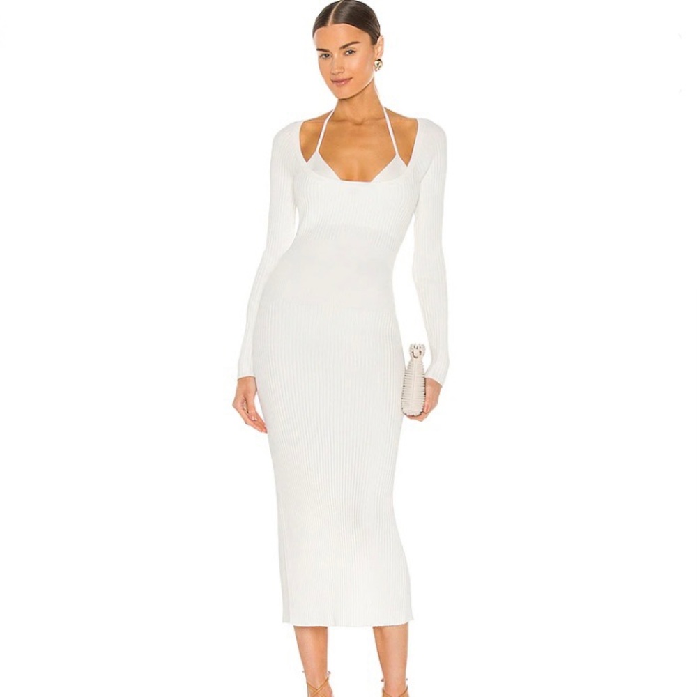 Jonathan Simkhai Revolve Liza knit midi dress. 🤍